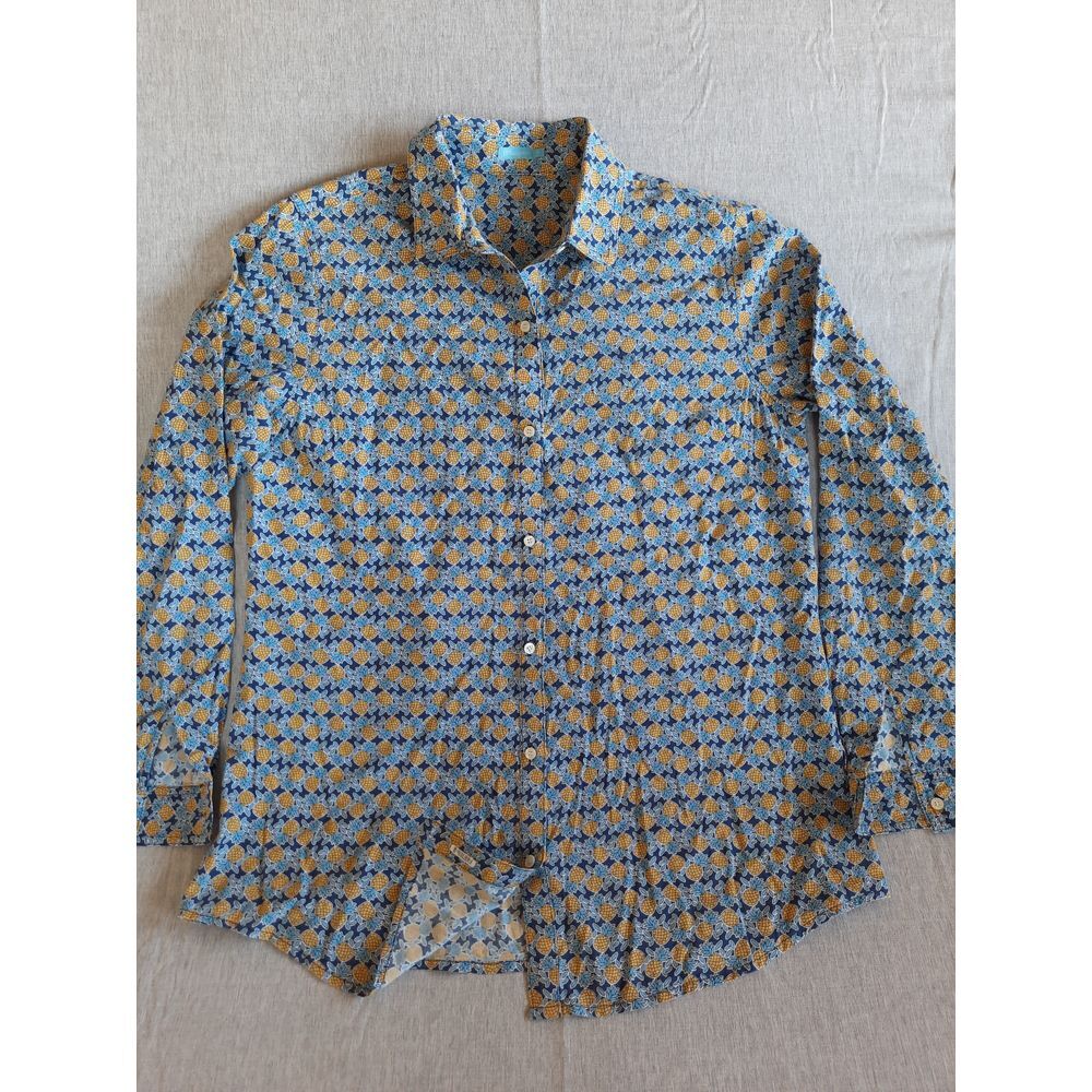 J. McLaughlin Men Medium Pineapple Fruit Allover Stretch Button Shirt LongSleeve